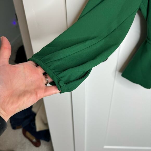 J. Crew Green Wrap Blouse - Picture 3 of 9